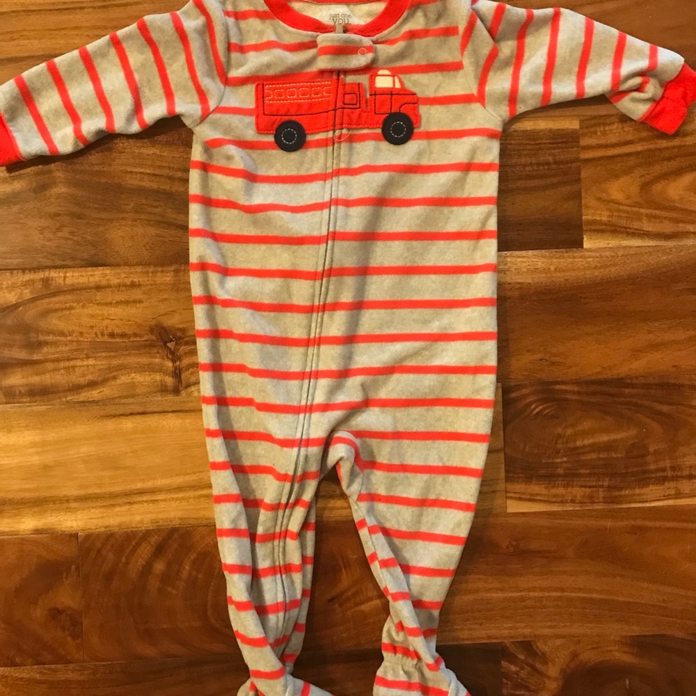 Boys fire truck footed pajamas